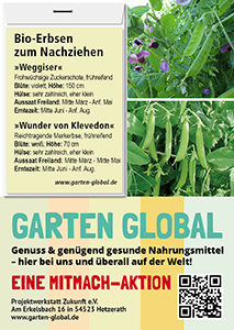 Garten Global samenfestes Saatgut Erbsen